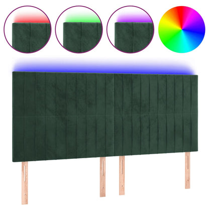 Testiera a LED Verde Scuro 200x5x118/128 cm in Velluto