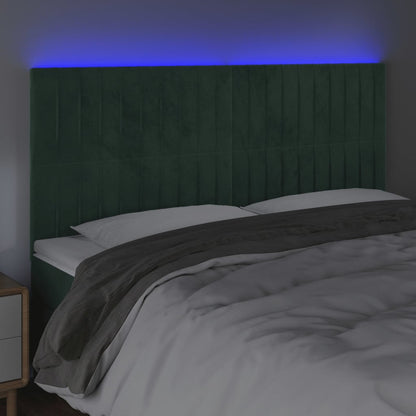 Testiera a LED Verde Scuro 200x5x118/128 cm in Velluto