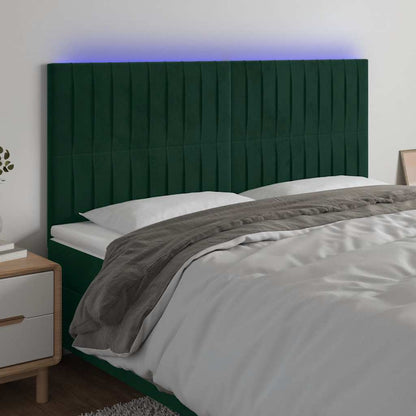 Testiera a LED Verde Scuro 200x5x118/128 cm in Velluto