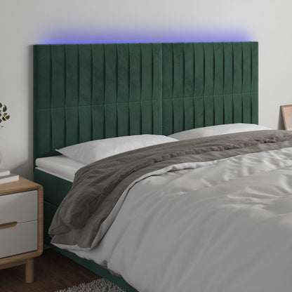 Testiera a LED Verde Scuro 200x5x118/128 cm in Velluto