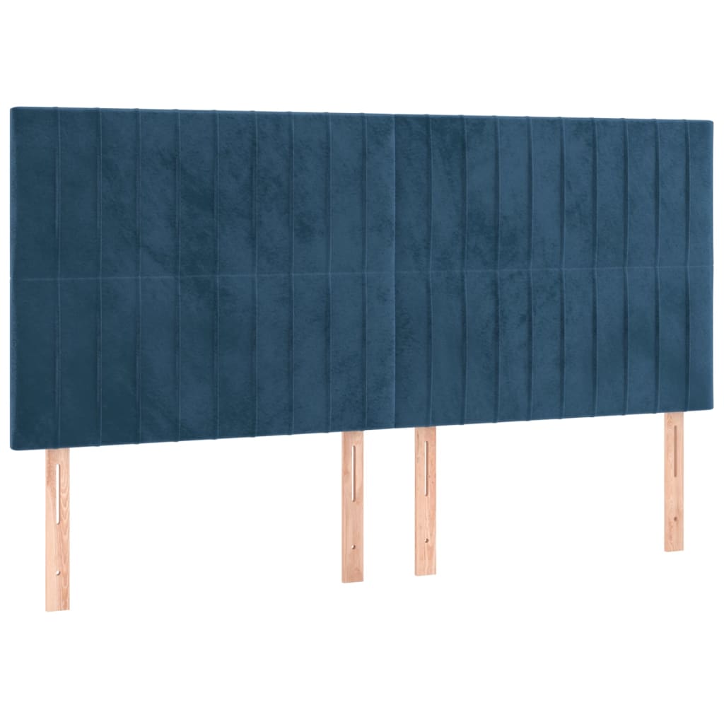 Testiera a LED Blu Scuro 200x5x118/128 cm in Velluto