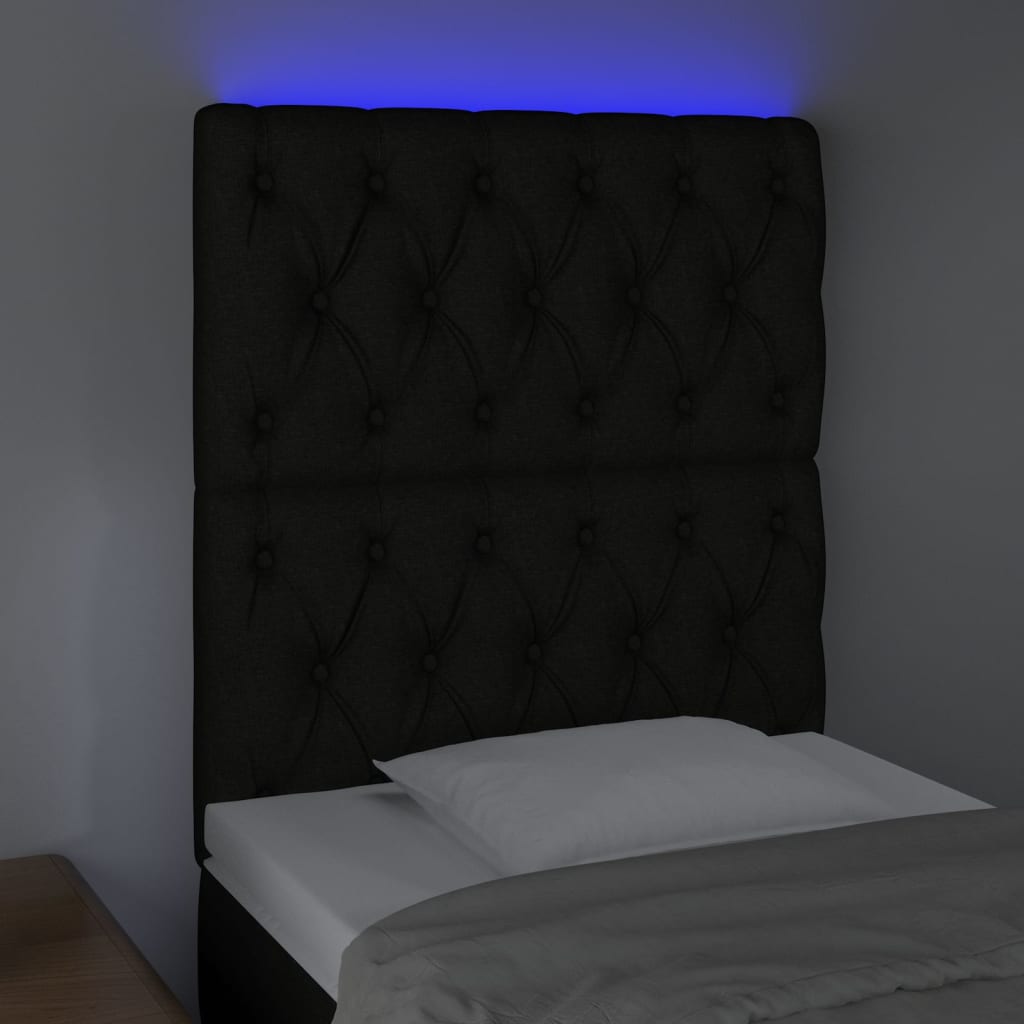Testiera a LED nero 80x7x118/128cm in Tessuto