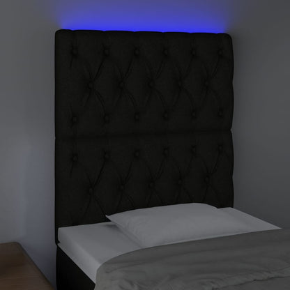 Testiera a LED nero 80x7x118/128cm in Tessuto
