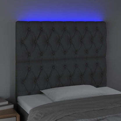 Testiera a LED Grigio Scuro 90x7x118/128 cm in Tessuto