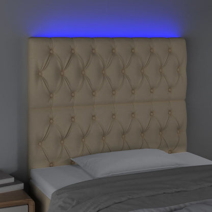 Testiera a LED Crema 90x7x118/128 cm in Tessuto