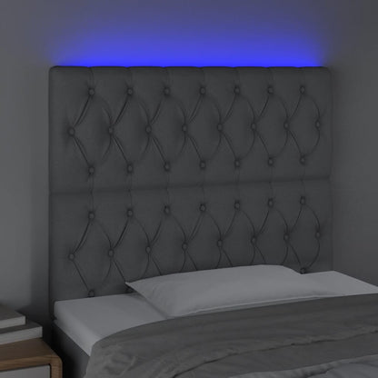 Testiera a LED Grigio Chiaro 100x7x118/128 cm in Tessuto
