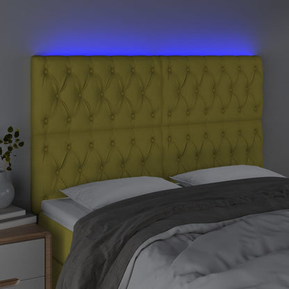 Testiera a LED Verde 144x7x118/128 cm in Tessuto