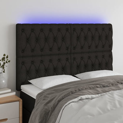Testiera a LED Nera 160x7x118/128 cm in Tessuto