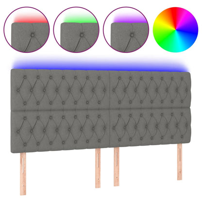 Testiera a LED Grigio Scuro 180x7x118/128 cm in Tessuto