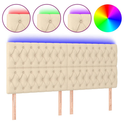 Testiera a LED Crema 180x7x118/128 cm in Tessuto