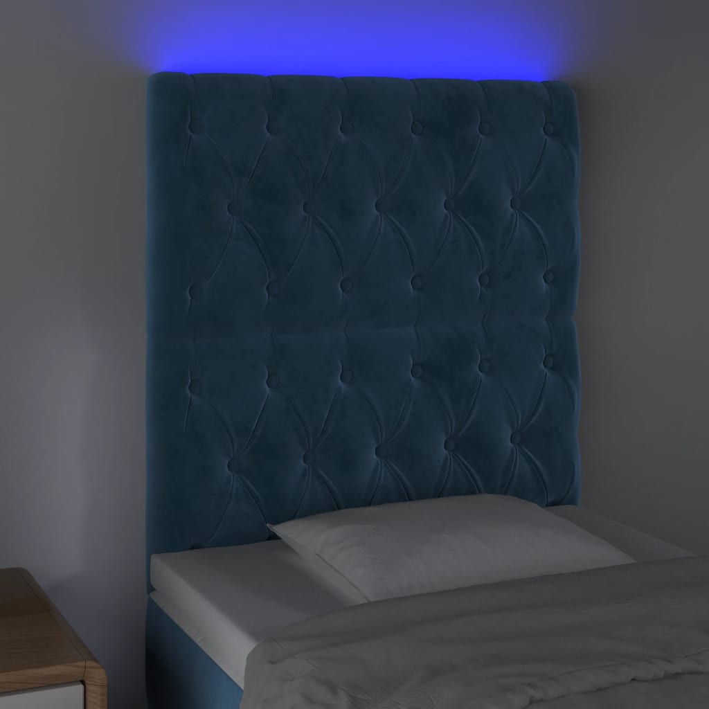 Testiera a LED Blu scuro 80x7x118/128 cm in Velluto