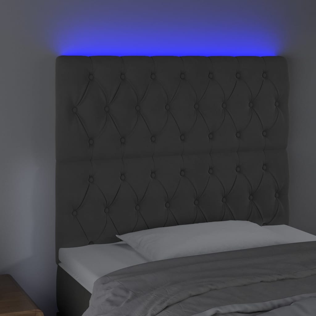 Testiera a LED GrigioScuro 100x7x118/128cm in Velluto