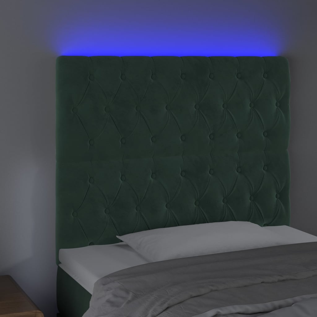 Testiera a LED Verde Scuro 100x7x118/128cm in Velluto