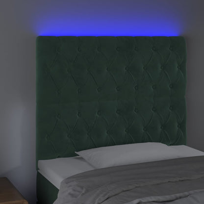 Testiera a LED Verde Scuro 100x7x118/128cm in Velluto