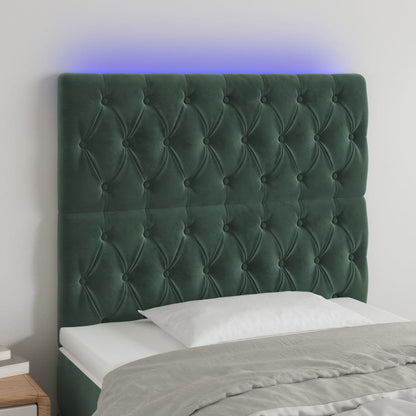 Testiera a LED Verde Scuro 100x7x118/128cm in Velluto