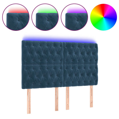 Testiera a LED Blu Scuro 144x7x118/128 cm in Velluto
