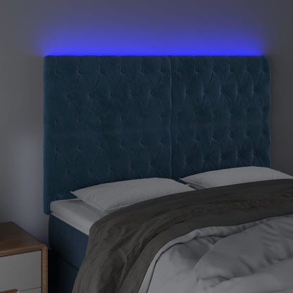 Testiera a LED Blu Scuro 144x7x118/128 cm in Velluto