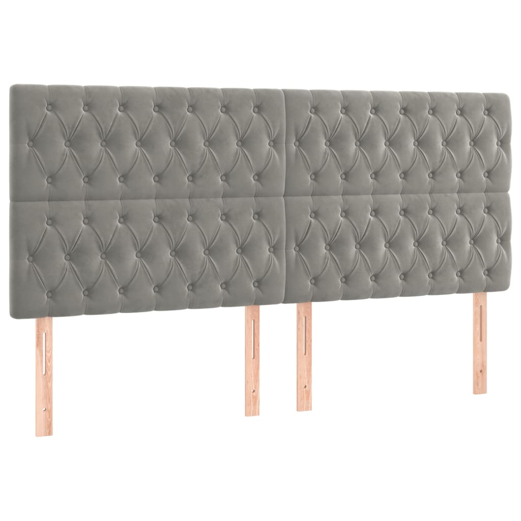 Testiera a LED Grigio Chiaro 180x7x118/128 cm in Velluto