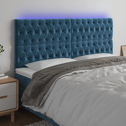 Testiera a LED Blu scuro 180x7x118/128 cm in Velluto