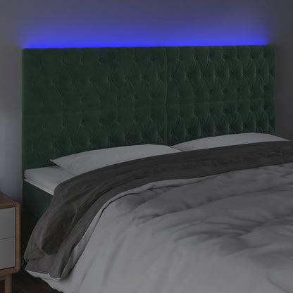 Testiera a LED Verde Scuro 200x7x118/128 cm in Velluto