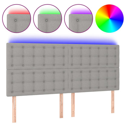 Testiera a LED Grigio Chiaro 160x5x118/128 cm in Tessuto