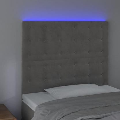 Testiera a LED Grigio Chiaro 80x5x118/128 cm in Velluto