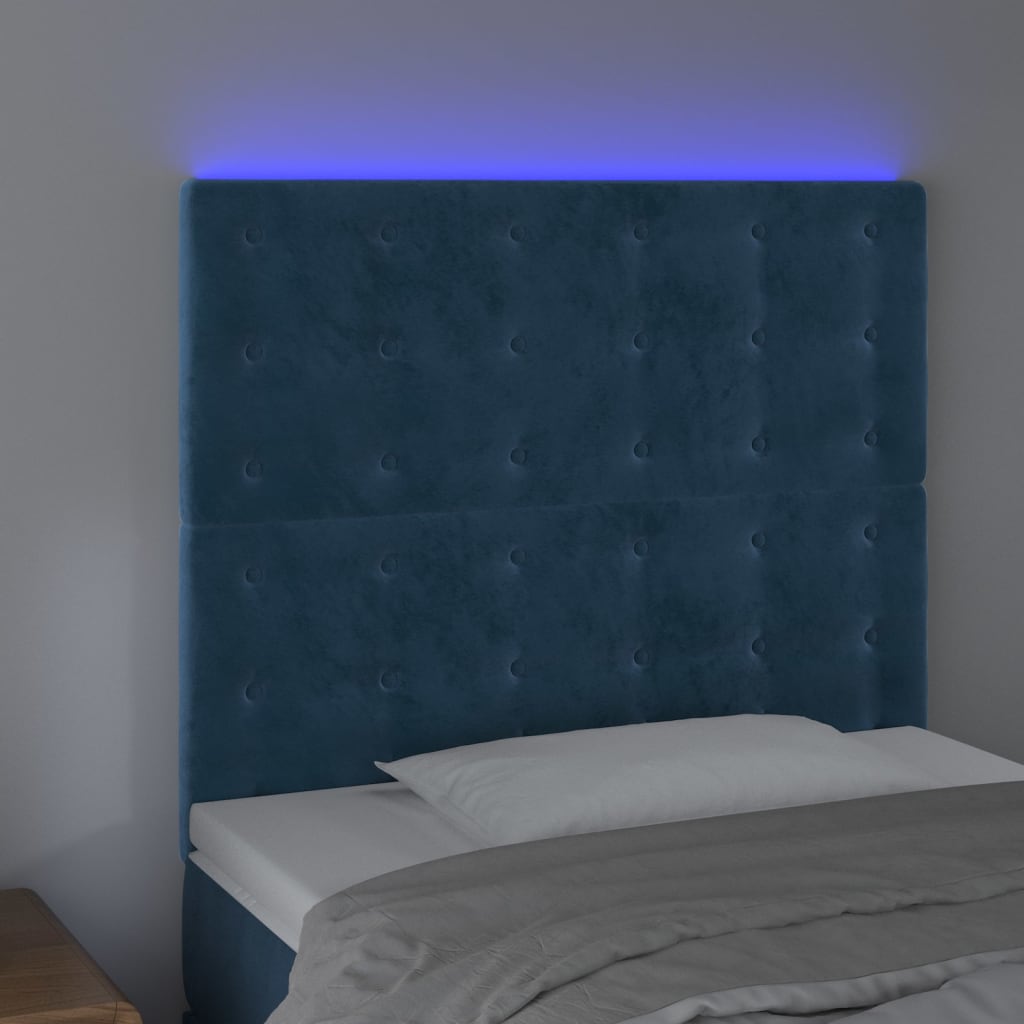Testiera a LED Blu scuro 80x5x118/128 cm in Velluto