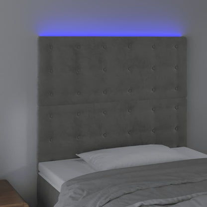 Testiera a LED Grigio Chiaro 100x5x118/128 cm in Velluto
