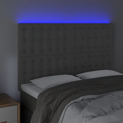 Testiera a LED Grigio Chiaro 144x5x118/128 cm in Velluto