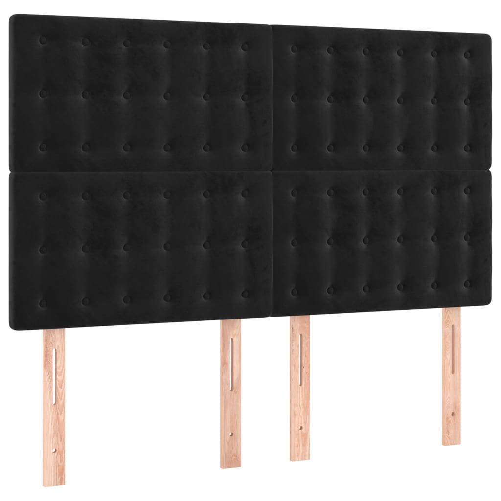 Testiera a LED Nera 144x5x118/128 cm in Velluto
