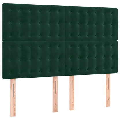 Testiera a LED Verde Scuro 144x5x118/128cm in Velluto