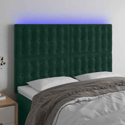 Testiera a LED Verde Scuro 144x5x118/128cm in Velluto