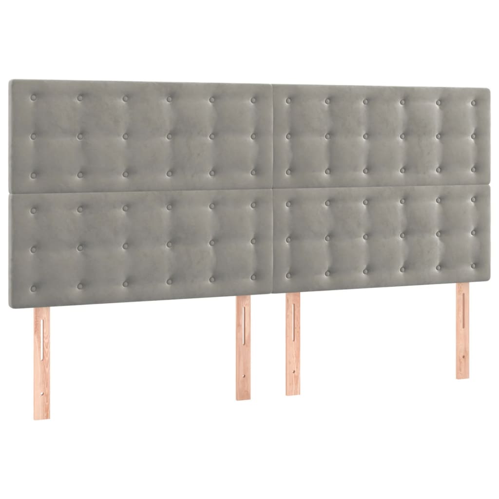 Testiera a LED Grigio Chiaro 160x5x118/128 cm in Velluto