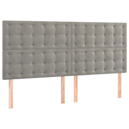 Testiera a LED Grigio Chiaro 160x5x118/128 cm in Velluto