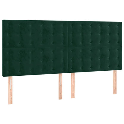 Testiera a LED Verde Scuro 160x5x118/128cm in Velluto