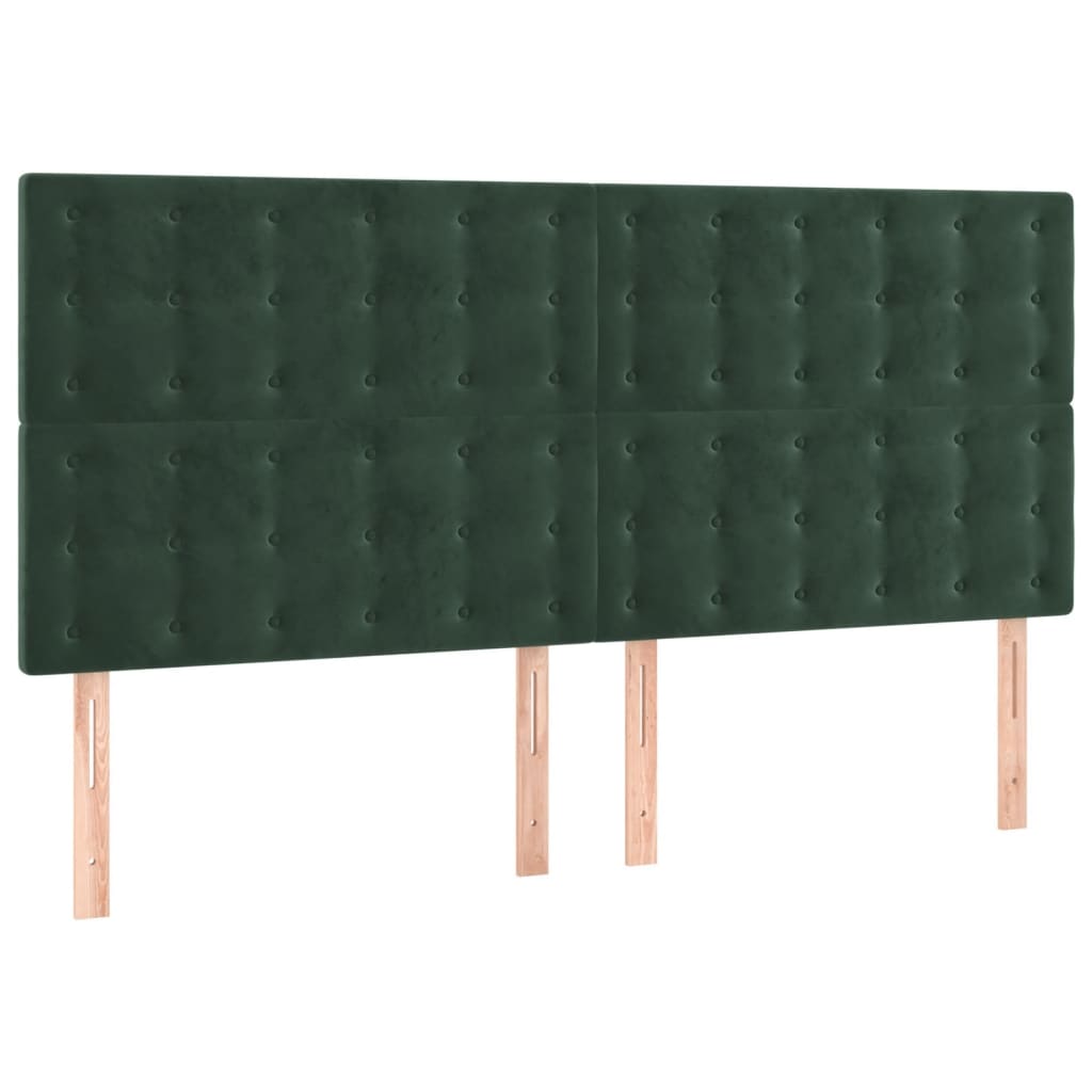 Testiera a LED Verde Scuro 160x5x118/128cm in Velluto