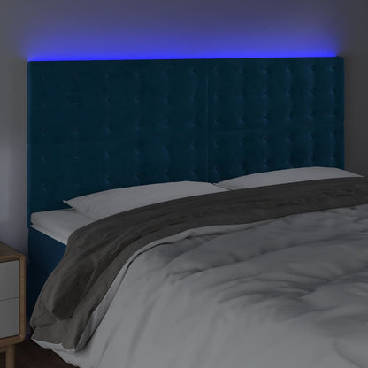 Testiera a LED Blu Scuro 160x5x118/128 cm in Velluto
