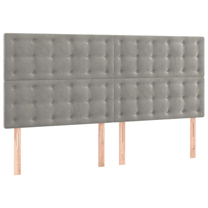 Testiera a LED Grigio Chiaro 180x5x118/128 cm in Velluto