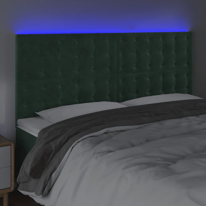 Testiera a LED Verde Scuro 180x5x118/128cm in Velluto