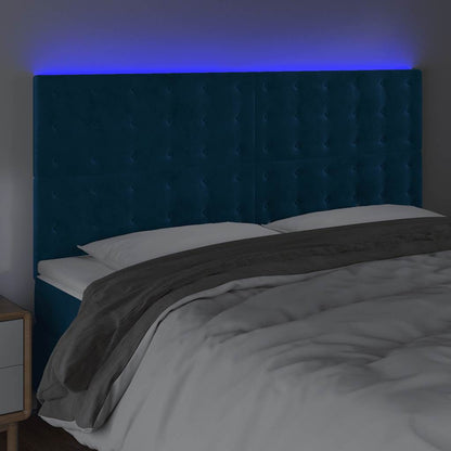 Testiera a LED Blu Scuro 180x5x118/128 cm in Velluto