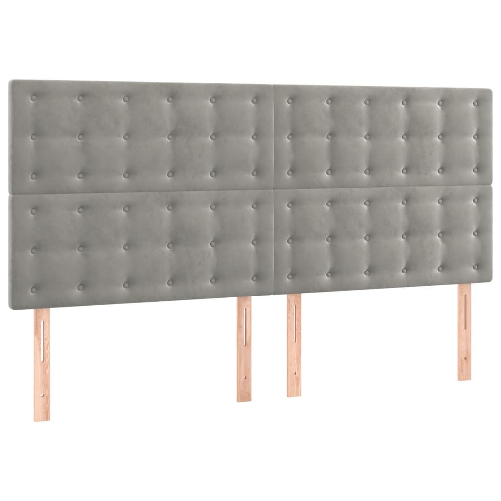 Testiera a LED Grigio Chiaro 200x5x118/128 cm in Velluto