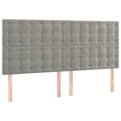 Testiera a LED Grigio Chiaro 200x5x118/128 cm in Velluto