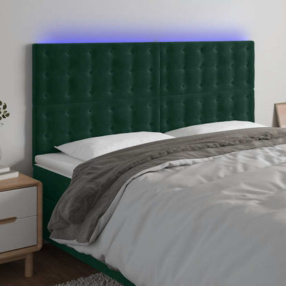 Testiera a LED Verde Scuro 200x5x118/128 cm in Velluto