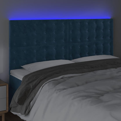 Testiera a LED Blu Scuro 200x5x118/128 cm in Velluto