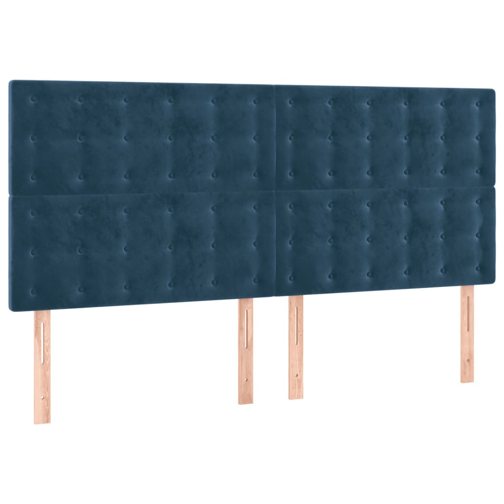 Testiera a LED Blu Scuro 200x5x118/128 cm in Velluto