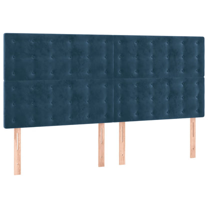 Testiera a LED Blu Scuro 200x5x118/128 cm in Velluto