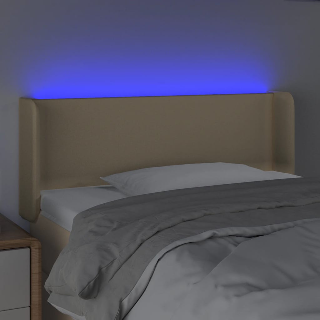 Testiera a LED Crema 83x16x78/88 cm in Tessuto