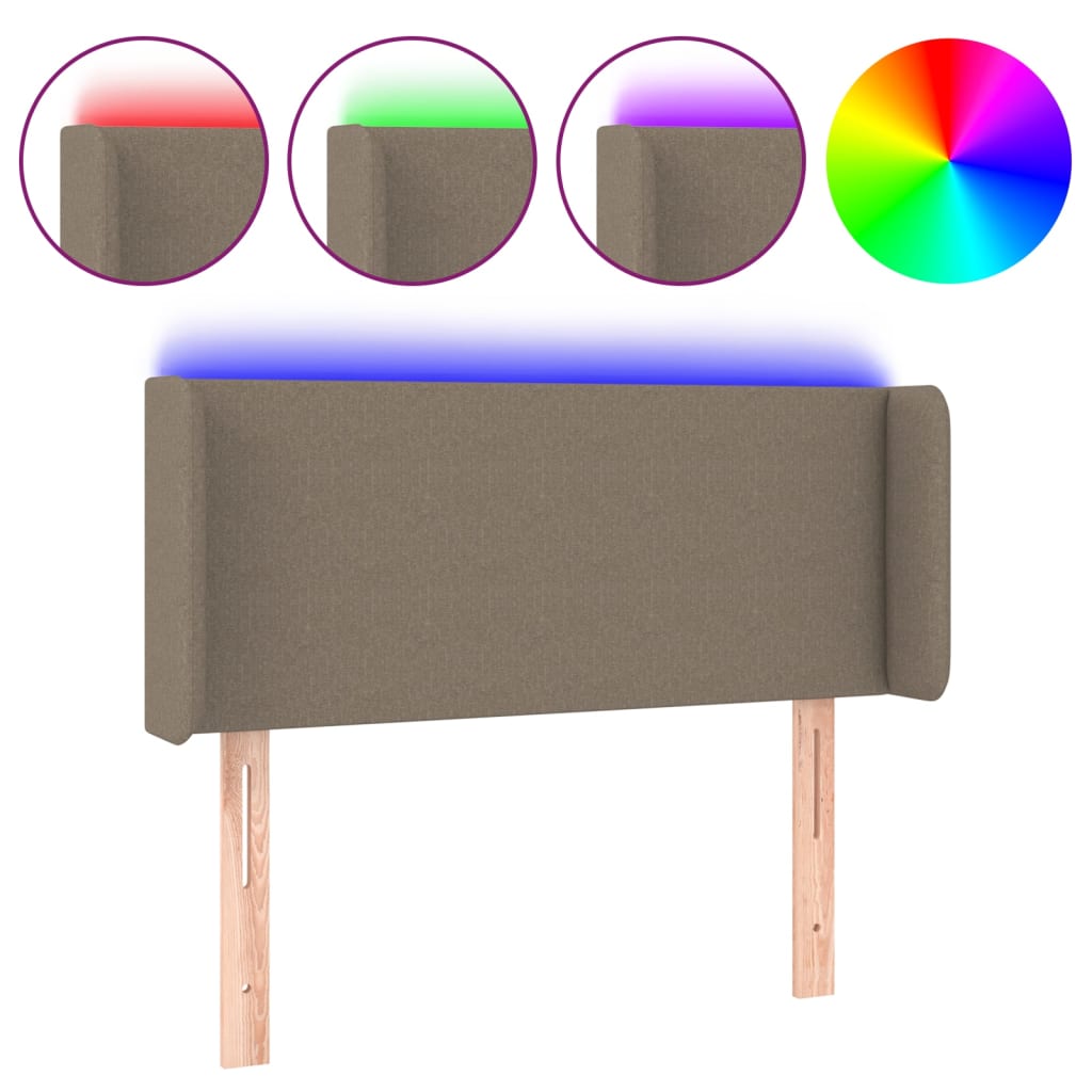 Testiera a LED Tortora 103x16x78/88 cm in Tessuto