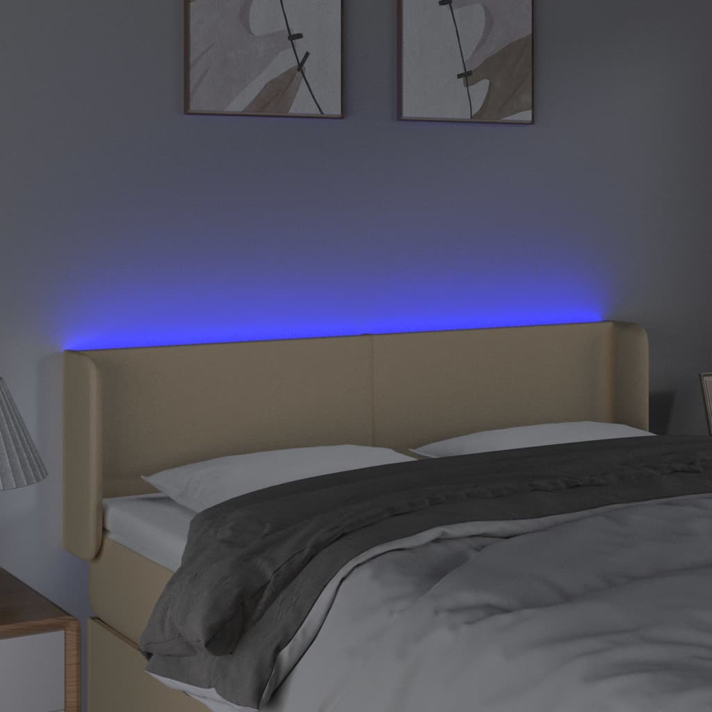 Testiera a LED Crema 147x16x78/88 cm in Tessuto