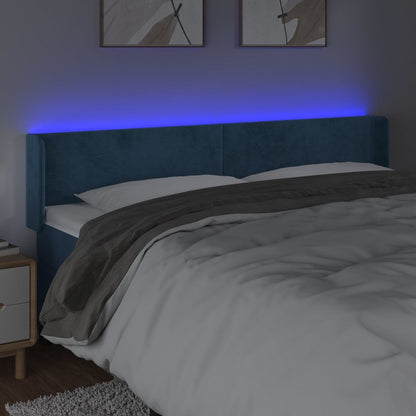Testiera a LED Blu Scuro 163x16x78/88 cm in Velluto